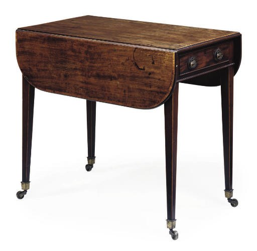 A GEORGE III MAHOGANY AND TULIPWOOD CROSSBANDED PEMBROKE TABLE