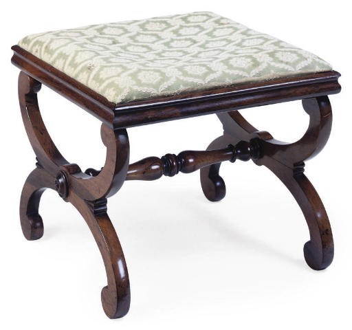 A LATE REGENCY ROSEWOOD X-FRAME STOOL