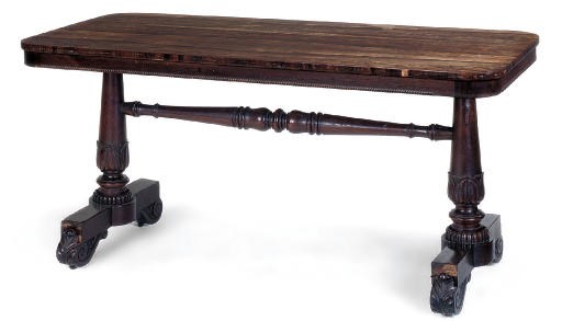 A REGENCY ROSEWOOD LIBRARY TABLE