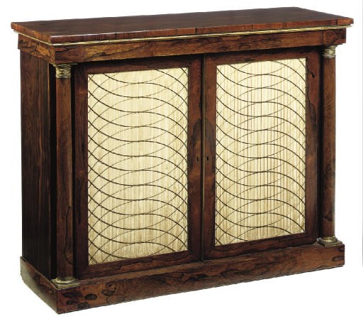 A REGENGY GILT METAL MOUNTED ROSEWOOD SIDE CABINET