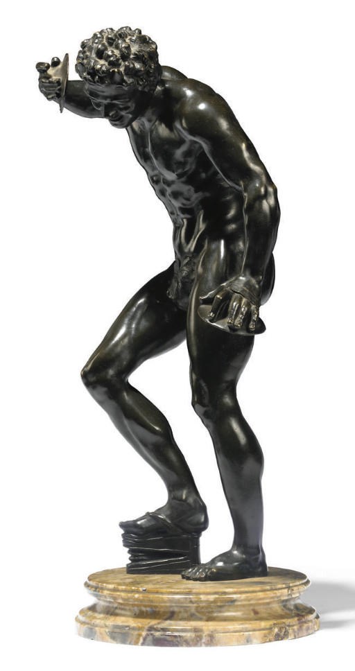 AN ITALIAN BRONZE MODEL OF THE FAUN WITH CLAPPERS
