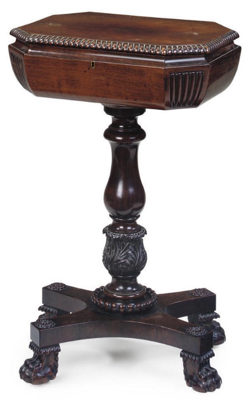A WILLIAM IV ROSEWOOD TEAPOY