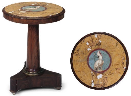 A FRENCH EMPIRE MAHOGANY AND SCAGLIOLA CENTRE TABLE
