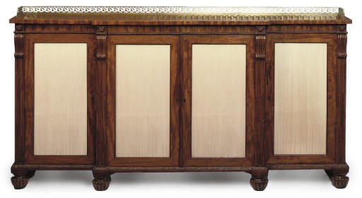 A REGENCY MAHOGANY BREAKFRONT SIDE CABINET
