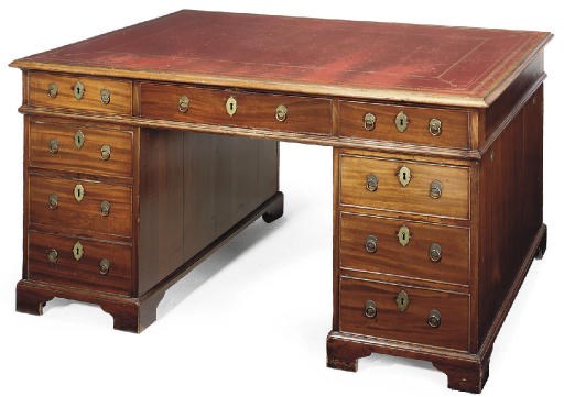 A WILLIAM IV MAHOGANY PARTNERS' PEDESTAL DESK