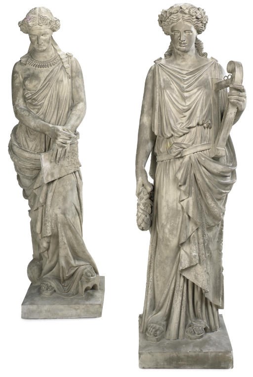 A PAIR OF TERRACOTTA CLASSICAL MUSES