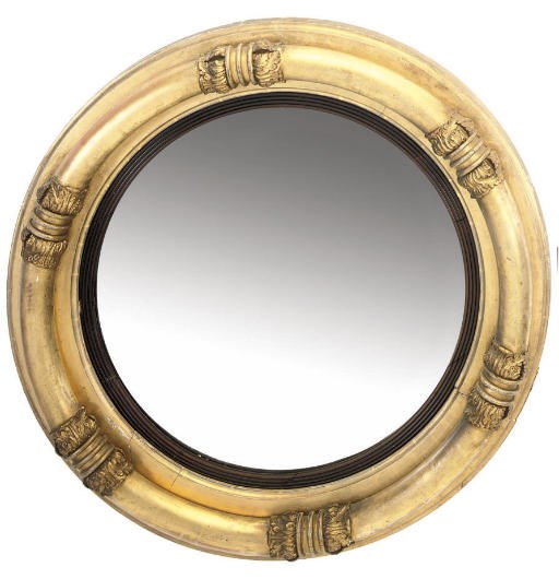 A WILLIAM IV GILT CONVEX MIRROR