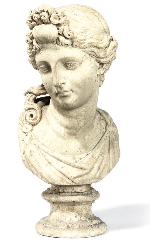 A MARBLE BUST OF A CLASSICAL LADY