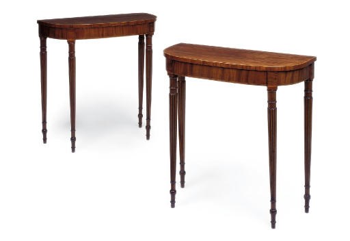 A PAIR OF GEORGE III MAHOGANY SIDE TABLES