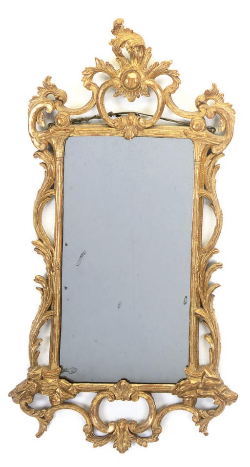 A GEORGE III GILTWOOD WALL MIRROR