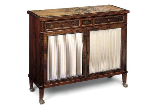 A REGENCY BRASS INLAID ROSEWOOD CHIFFONIER