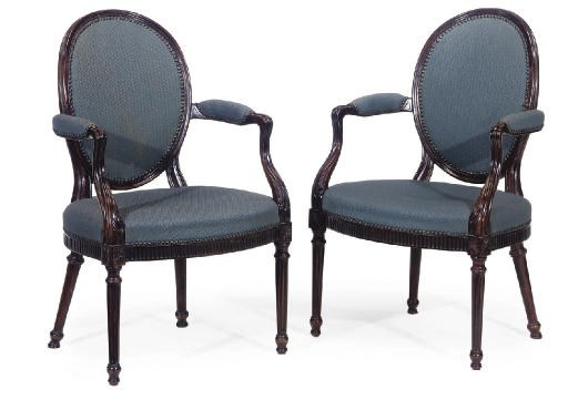 A PAIR OF LATE VICTORIAN MAHOGANY ARMCHAIRS
