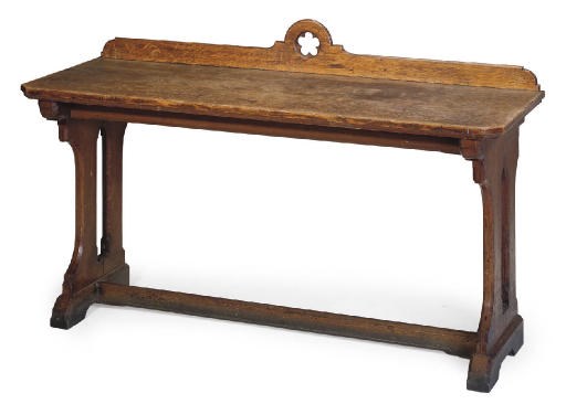 A VICTORIAN GOTHIC REVIVAL OAK SIDE TABLE