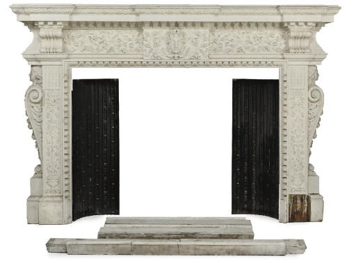 A VICTORIAN WHITE-PAINTED PINE CHIMNEYPIECE