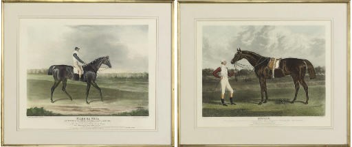 A PAIR OF COLOURED AQUATINTS OF THE RACES HORSES 'FILHO DA PUTA' AND 'EUCLID'