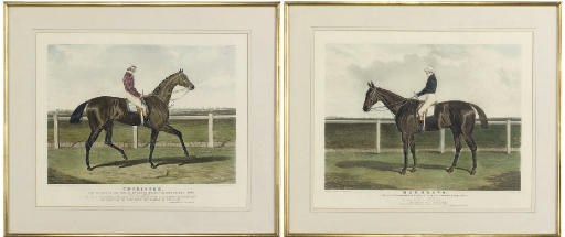 A PAIR OF COLOURED AQUATINTS OF THE RACES HORSES 'CHORISTER' AND 'MARGRAVE'