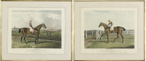 A PAIR OF COLOURED AQUATINTS OF THE RACES HORSES 'THE DUCHESS' AND 'MEMNON'