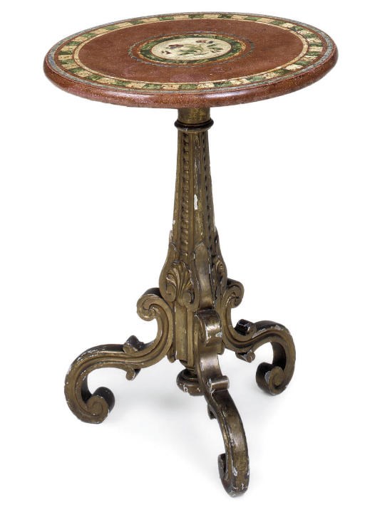 A GILTWOOD AND SCAGLIOLA GUERIDON