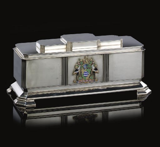 A GEORGE VI SILVER AND ENAMEL FREEDOM CASKET