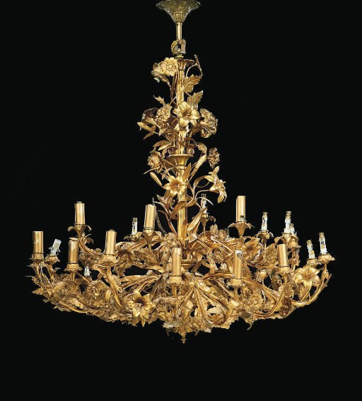 A FRENCH GILT-BRONZE TWENTY-FOUR LIGHT CHANDELIER