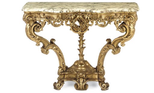 A FRENCH CARVED GILTWOOD CONSOLE TABLE