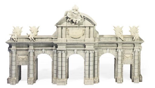 A SPANISH PAINTED WOOD AND PLASTER ARCHITECTURAL MODEL