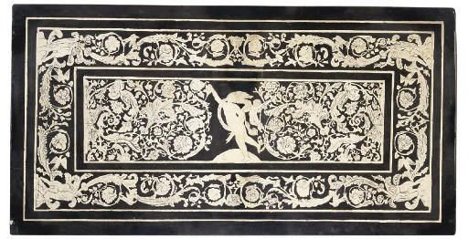 AN ITALIAN SCALIOLA RECTANGULAR TABLE TOP