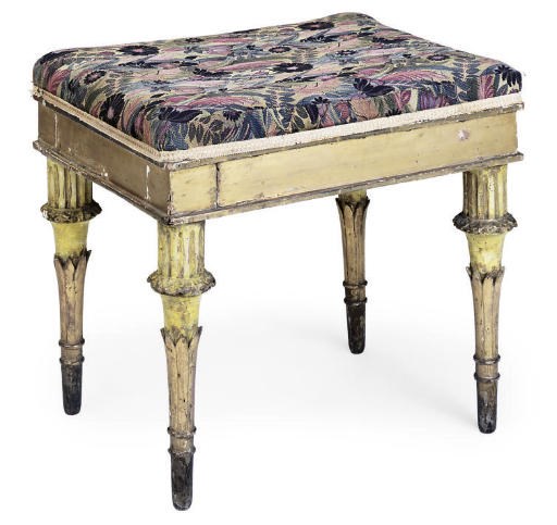 A NORTH ITALIAN GILTWOOD AND PAINTED STOOL