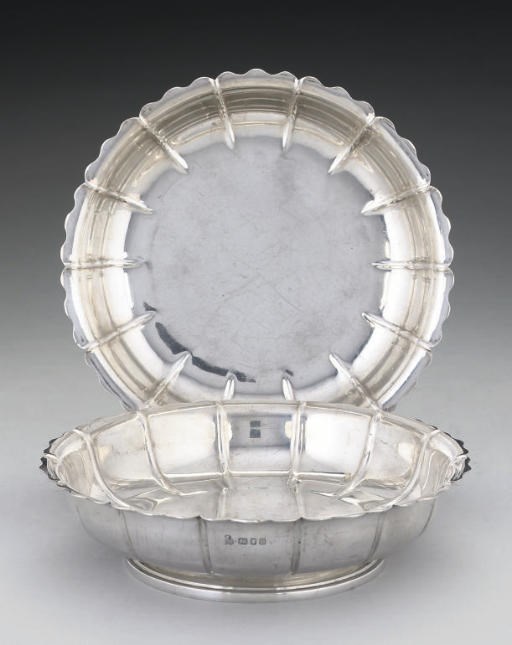 A PAIR OF SILVER STRAWBERRY DISHES IN GEORGE II STYLE,