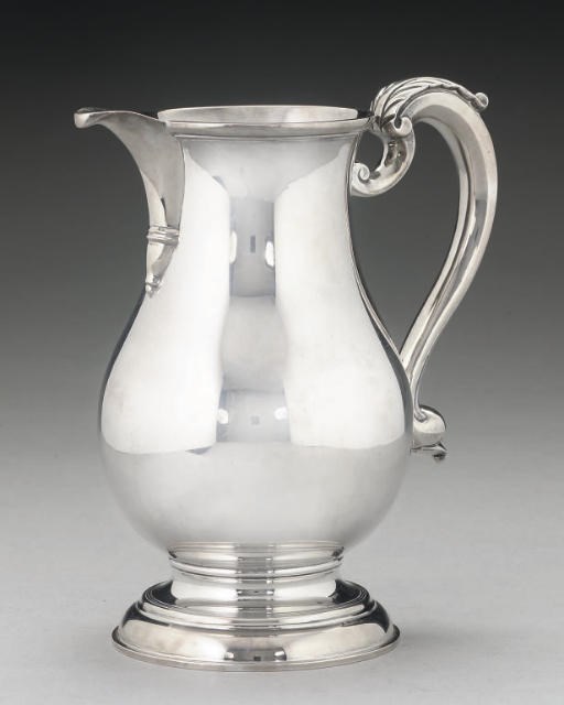 A 20TH CENTURY SILVER REPRODUCTION OF A GEORGIAN BEER JUG,