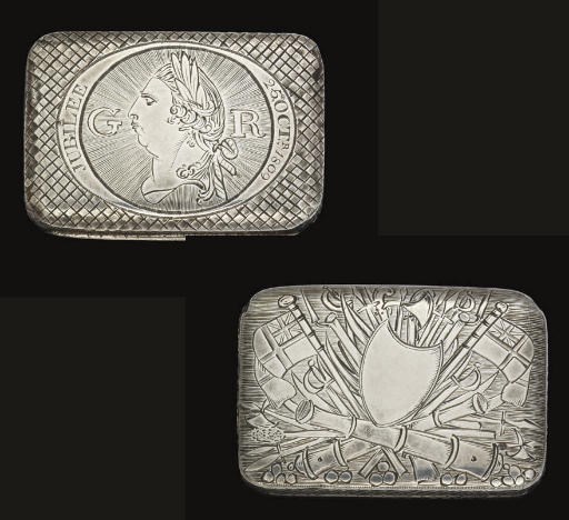 A RARE GEORGE III SILVER COMMEMORATIVE VINAIGRETTE,