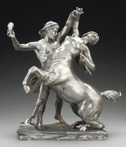 A LATE 19TH CENTURY FRENCH SILVER SCULPTURAL GROUP,