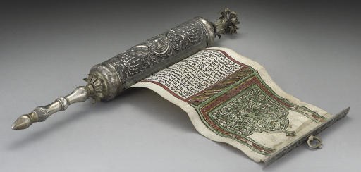 JUDAICA:- A 19TH CENTURY ITALIAN PARCEL-GILT SILVER ESTHER SCROLL, MEGILLAH ESTHER,