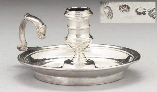 A GEORGE II SILVER CHAMBERSTICK,