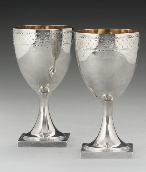 A PAIR OF GEORGE III SILVER GOBLETS,