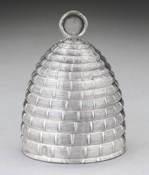 A GEORGE III SILVER HONEY SKEP,