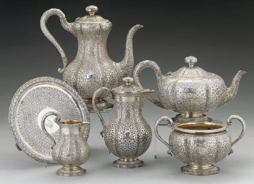 A VICTORIAN SIX-PIECE SILVER TEA & COFFEE SET OF "ASHBURNHAM" PATTERN,