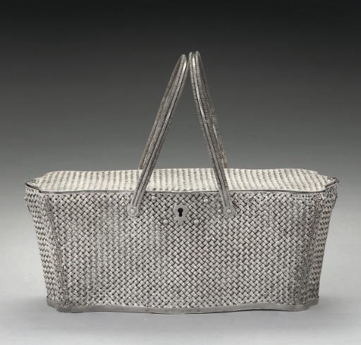 A 19TH CENTURY RUSSIAN TROMPE L'OEIL SILVER CADDY,