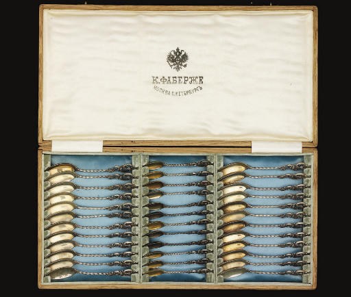 A SET OF EIGHTEEN LATE 19TH CENTURY RUSSIAN SILVER TEASPOONS & 12 DEMI-TASSE SPOONS EN SUITE,