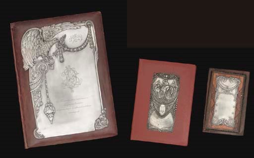 A GROUP OF THREE EARLY 20TH CENTURY RUSSIAN SILVER-MOUNTED DESK BLOTTERS,