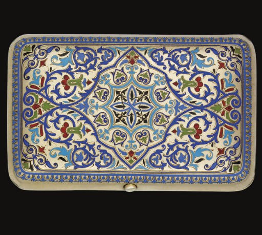 A LATE 19TH CENTURY RUSSIAN SILVER-GILT & CHAMPLEVE ENAMEL CIGARETTE CASE,