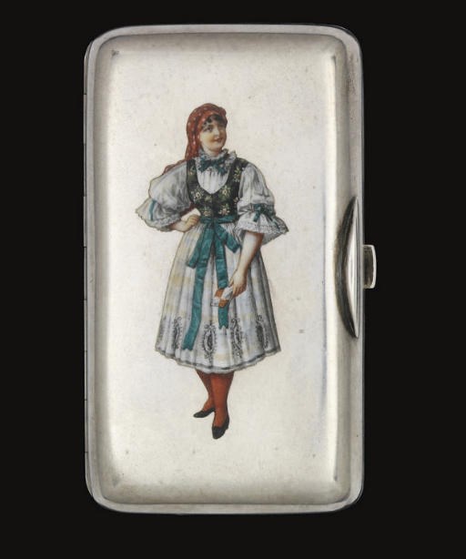 A LATE 19TH CENTURY RUSSIAN SILVER & ENAMEL CIGARETTE CASE,