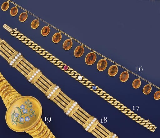 A LATE 19TH/EARLY 20TH CENTURY GOLD AND CITRINE FRINGE NECKLACE