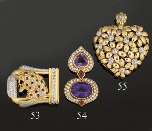 A DIAMOND SET TWO COLOUR PENDANT