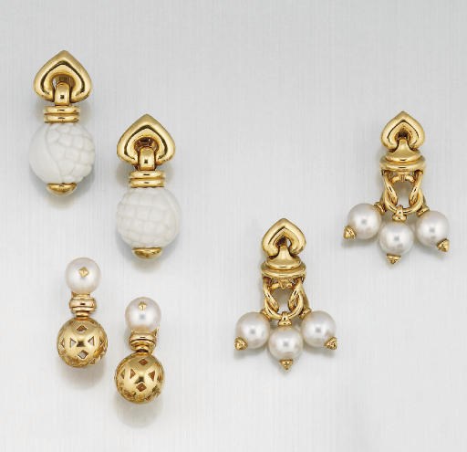 Three pairs of earrings by Bulgari