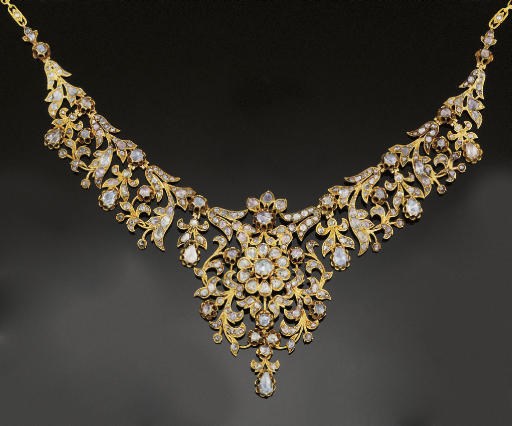 A rose-cut diamond necklace
