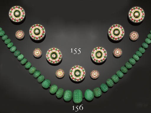 An emerald, garnet and diamond necklace