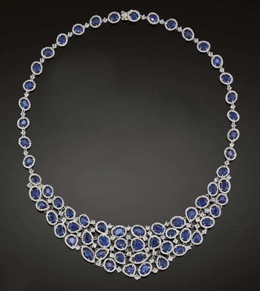 A sapphire and diamond necklace