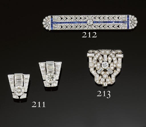 A French Belle Epoque platinum, diamond and sapphire brooch, by Demares