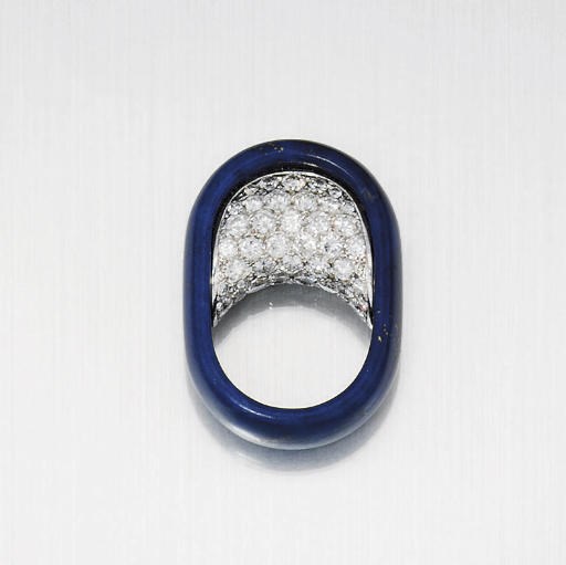 A DIAMOND AND LAPIS AND LAZULI RING, BY MAMORA HORIUCHI